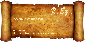 Rohm Szabina névjegykártya